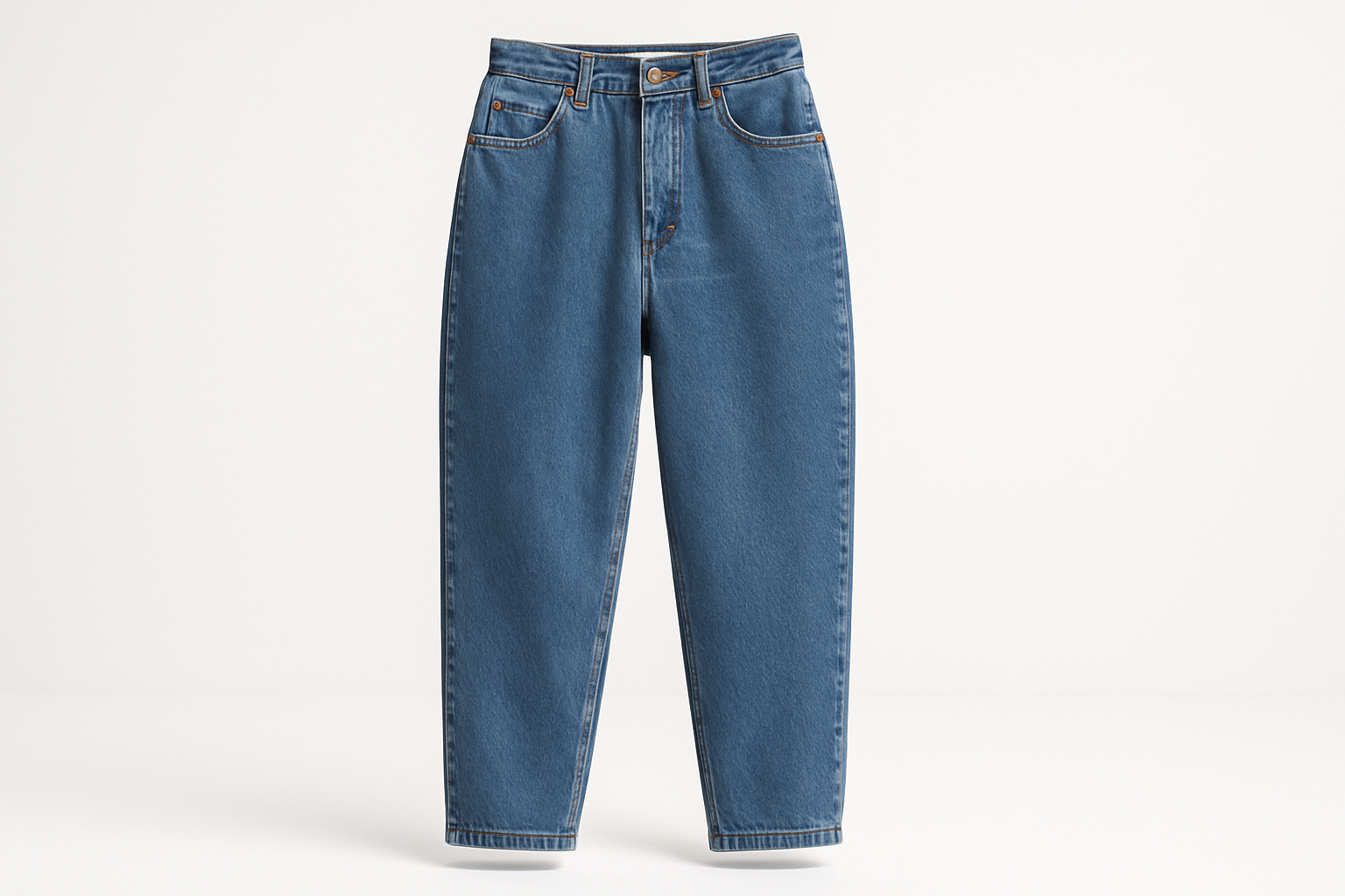 winter 90s ankle length jeans on white background