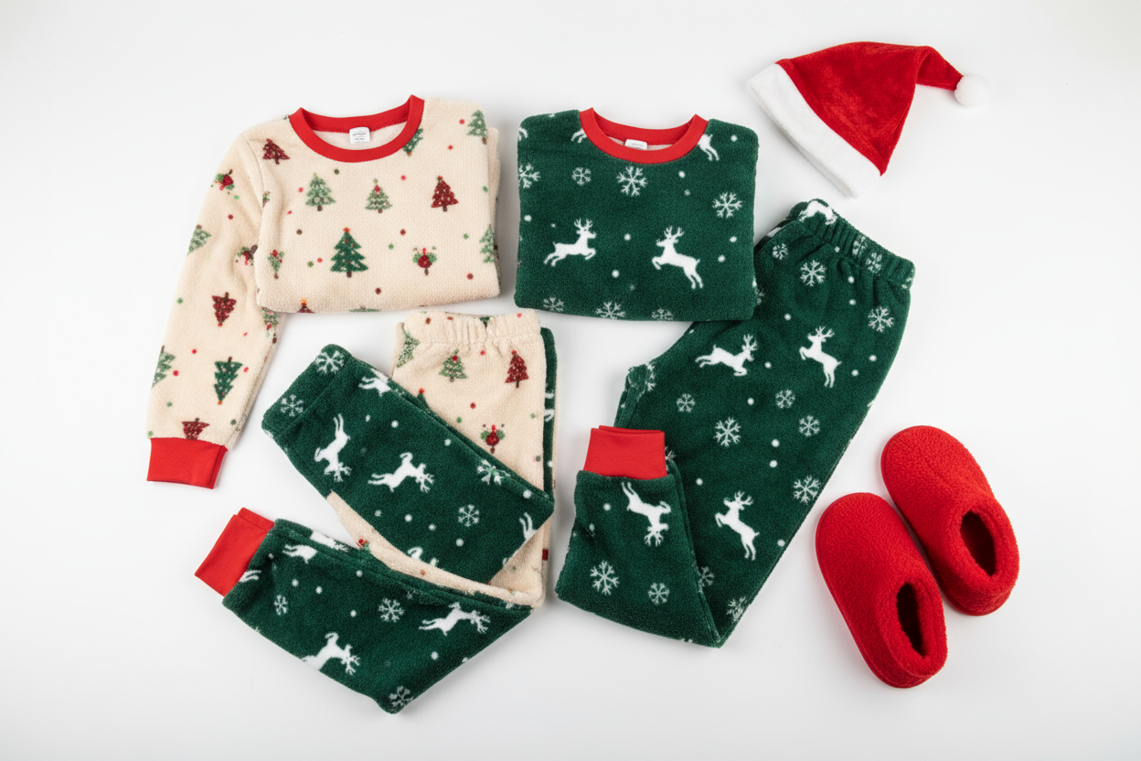Christmas PJs on white background