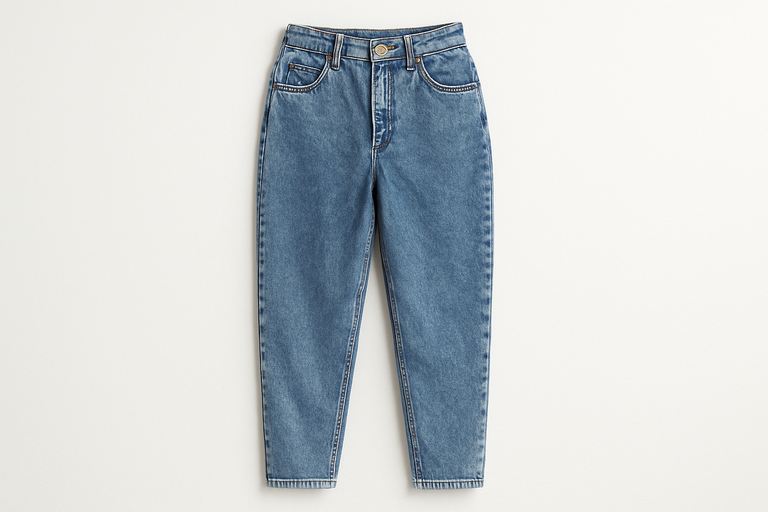 classic 80s ankle length jeans on white background