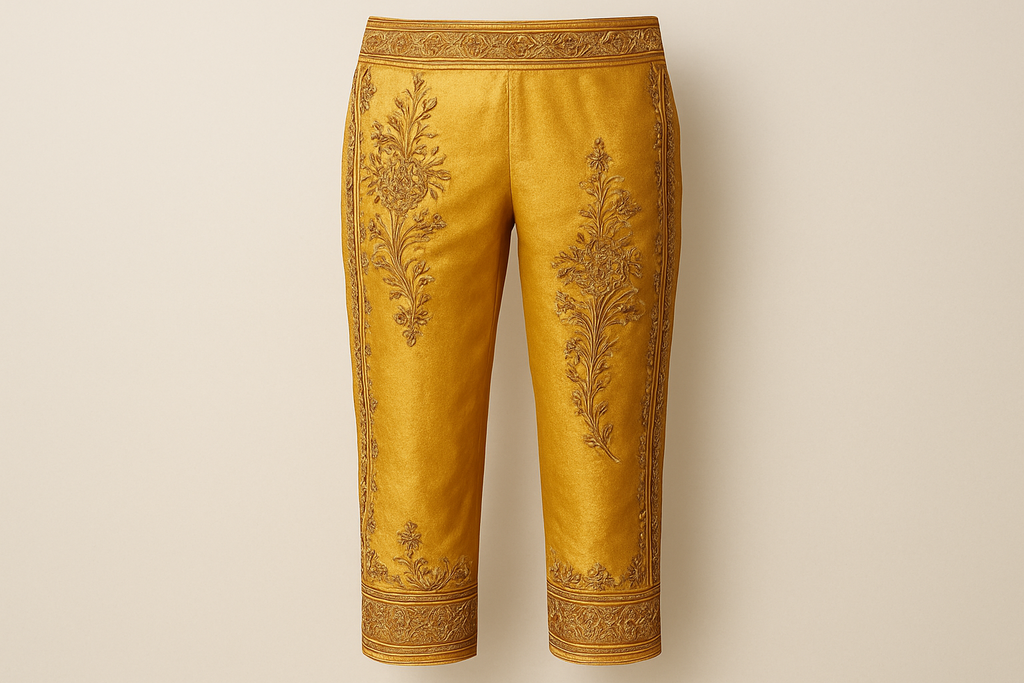 golden yellow Embroidered Pants