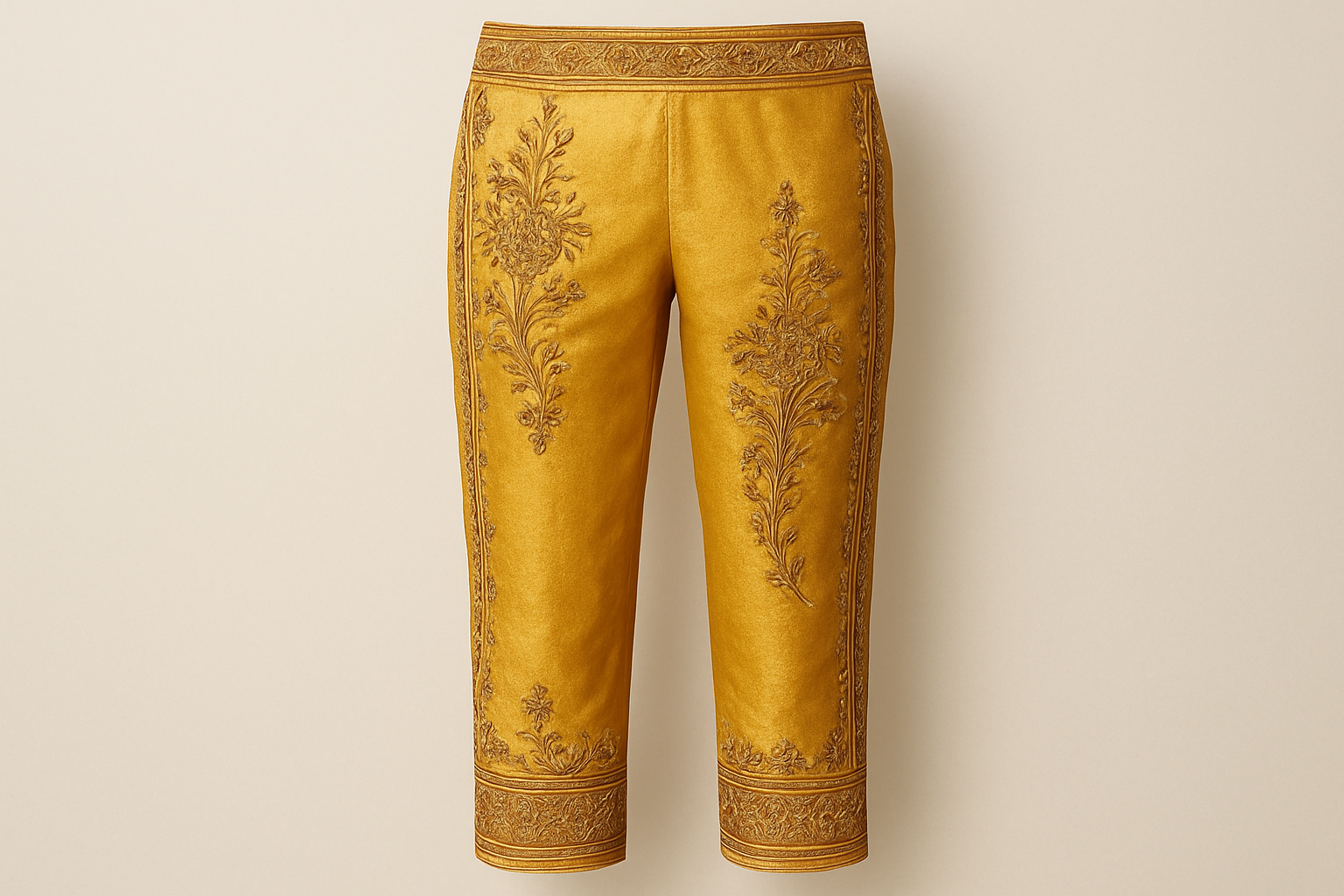 golden yellow Embroidered Pants