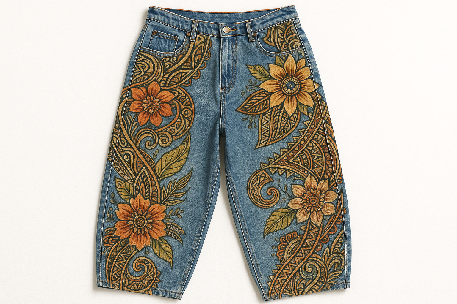 Make the florals in tribal style more realsitic