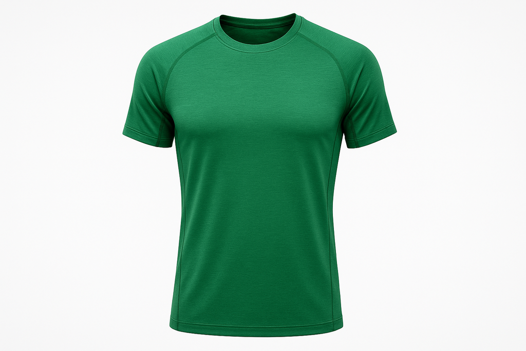 product image on white background of a green tee menas athltics