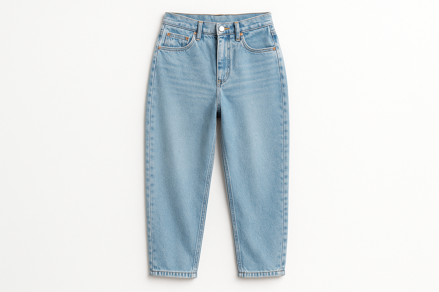 summer 90s ankle length jeans on white background