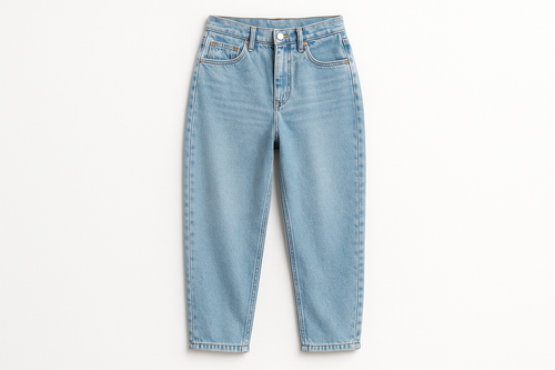 summer 90s ankle length jeans on white background