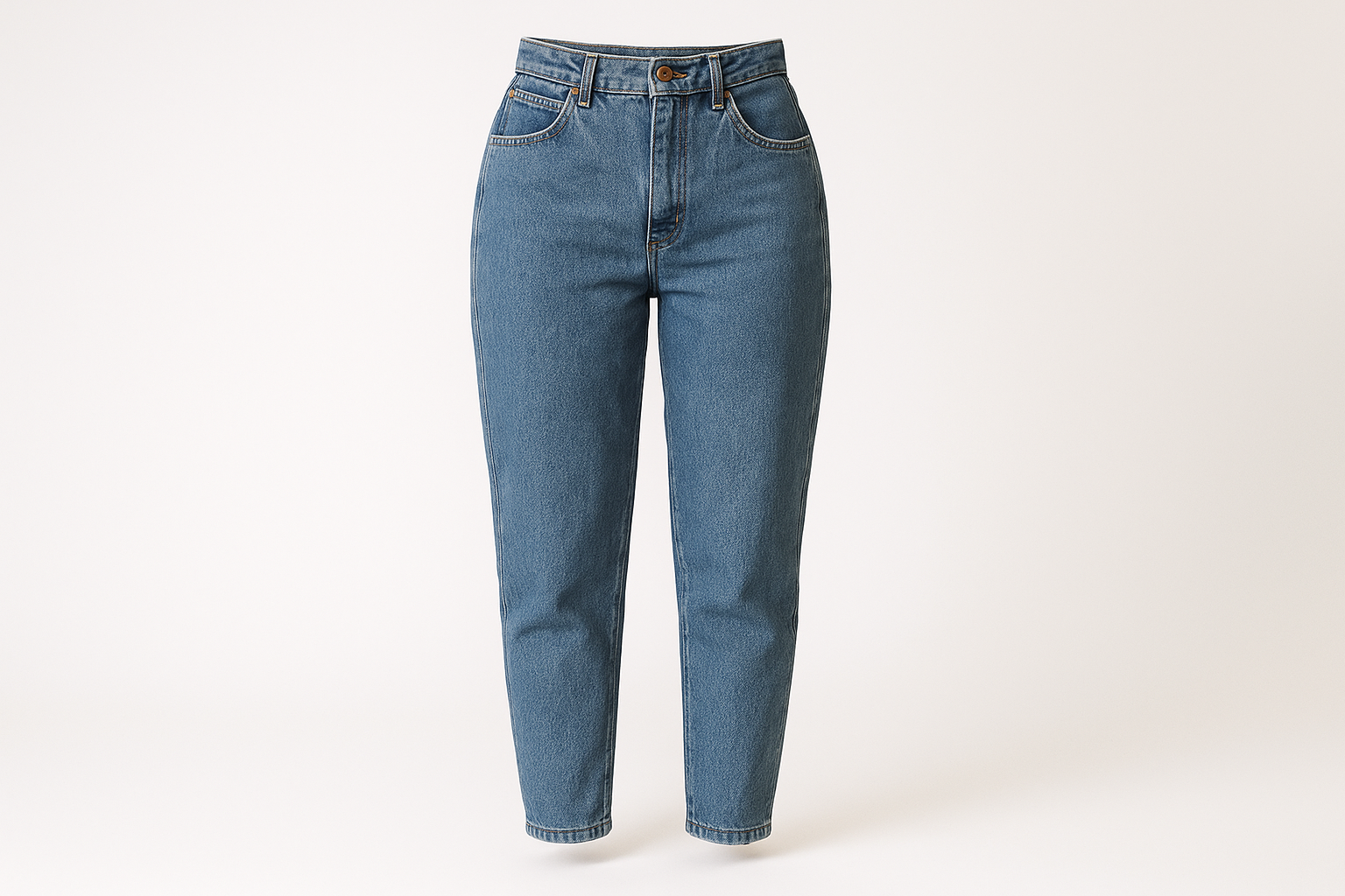 winter 80s ankle length jeans on white background