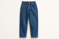 winter 90s high waist jeans on white background