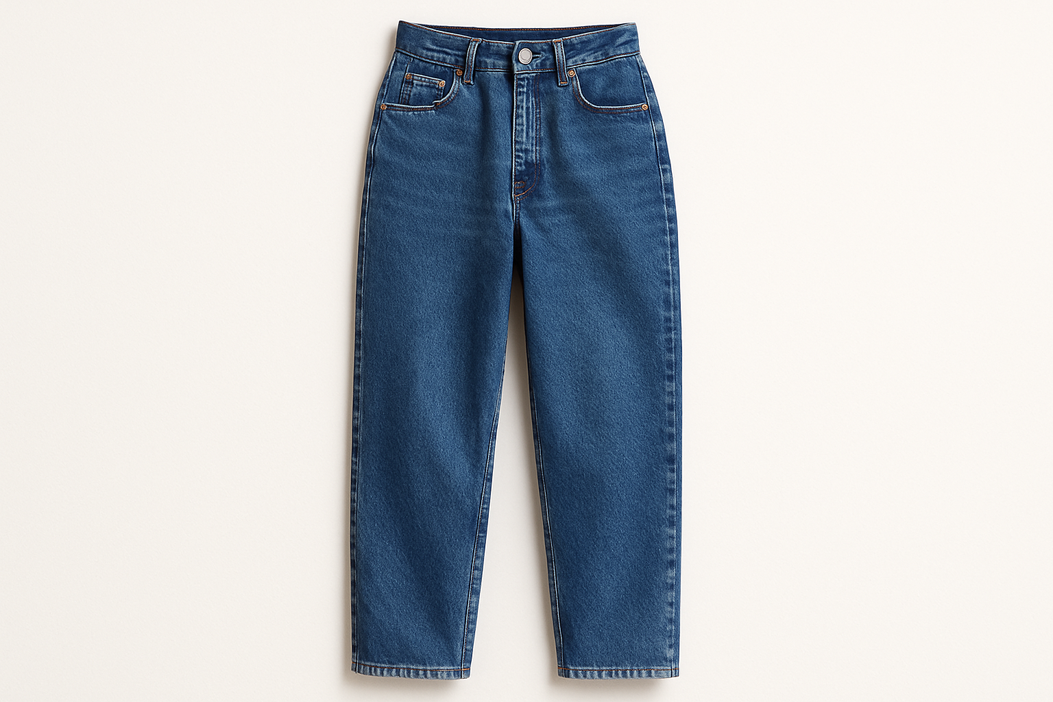 winter 90s high waist jeans on white background